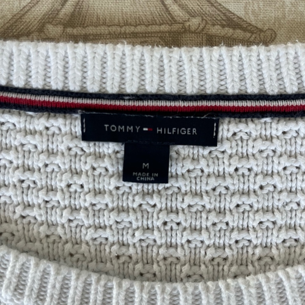 Tommy Hilfiger White Crew Neck Sweater Nautical Design - Picture 4 of 4
